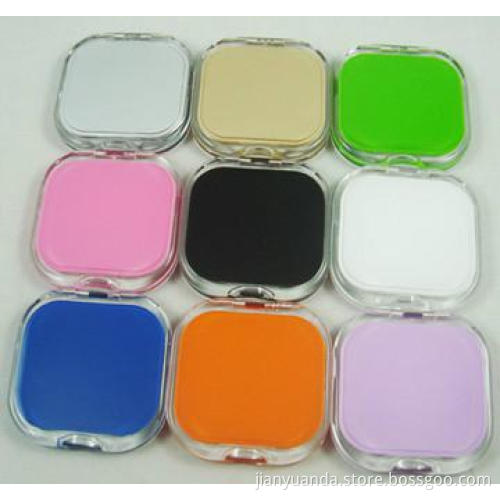 Square shaped acrylic compact mirror with clear frame and paint inside